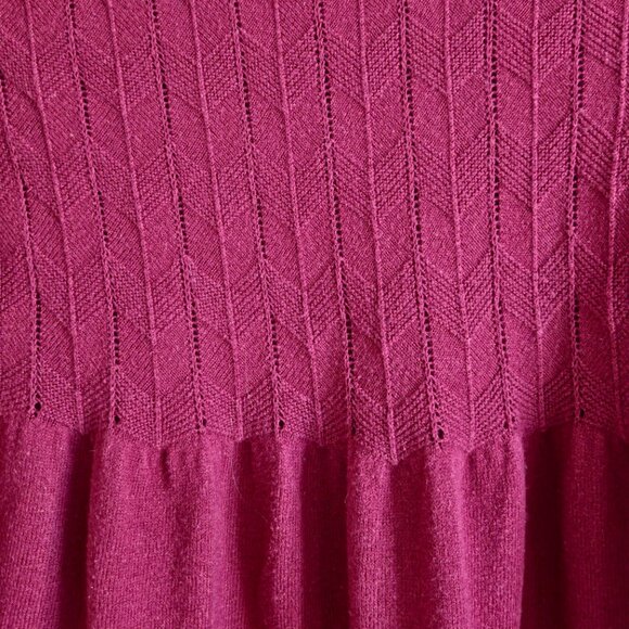H&M Girls Sweater Knit Dress | Maroon/Burgundy Cable Knit Detail | Size 6X / 7 - Picture 4 of 7